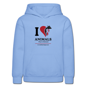 Unisex Kid's Hoodie - I Love Animals - carolina blue