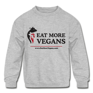 Unisex Kid's Crewneck Sweatshirt - Eat More Vegans - heather gray