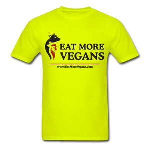 Men's Basic T-Shirt - Eat More Vegans - safety green