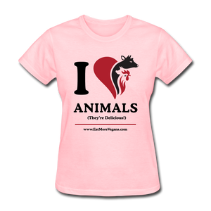 Women's Basic T-Shirt - I Love Animals - pink