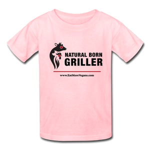 Unisex Kid's Basic T-Shirt - Natural Born Griller - pink