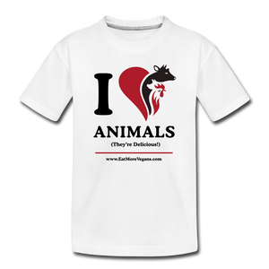 Unisex Kid's Premium T-Shirt - I Love Animals - white