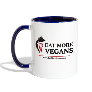Coffee Mug - Eat More Vegans - white/cobalt blue