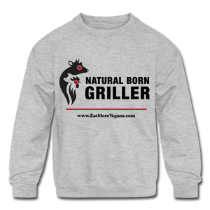Unisex Kid's Crewneck Sweatshirt - Natural Born Griller - heather gray