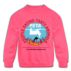 Unisex Kid's Crewneck Sweatshirt - PETA - neon pink