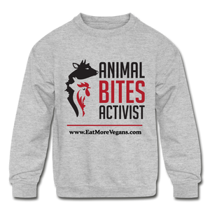 Unisex Kid's Crewneck Sweatshirt - Animal Bites Activist - heather gray