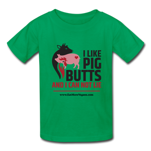 Unisex Kid's Basic T-Shirt - I Like Pig Butts - kelly green
