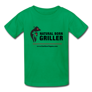 Unisex Kid's Basic T-Shirt - Natural Born Griller - kelly green