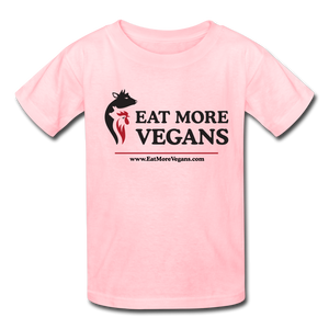 Unisex Kid's Basic T-Shirt - Eat More Vegans - pink