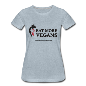 Women’s Premium T-Shirt - Eat More Vegans - heather ice blue