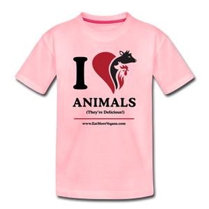 Unisex Kid's Premium T-Shirt - I Love Animals - pink