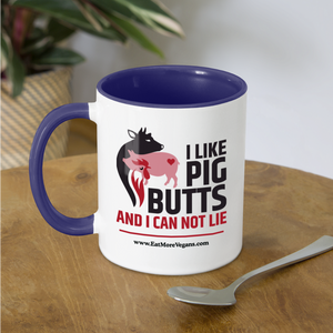 Coffee Mug - I Like Pig Butts - white/cobalt blue