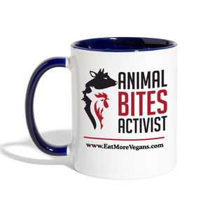 Coffee Mug - Animal Bites Activist - white/cobalt blue