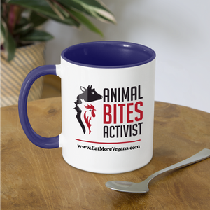 Coffee Mug - Animal Bites Activist - white/cobalt blue